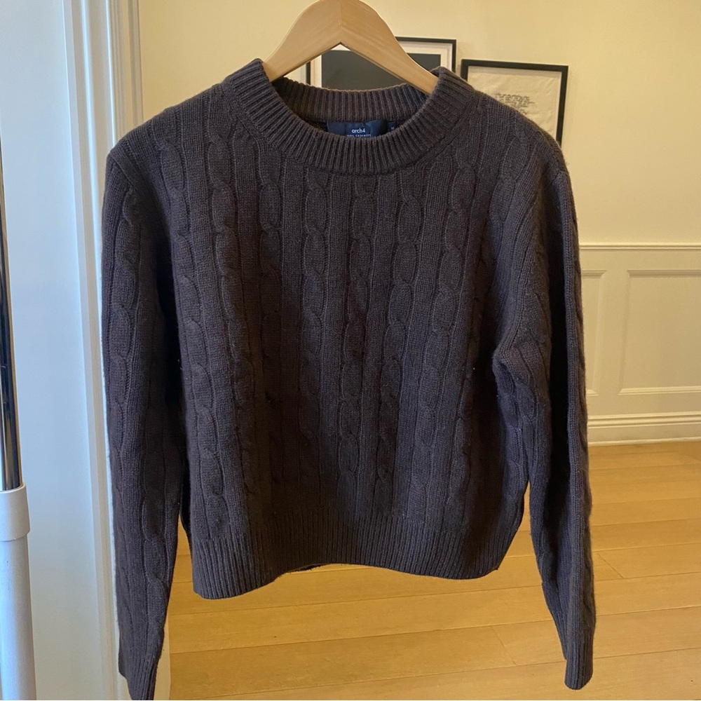 ARCH4 TINKA cable knit cashmere brown crewneck sweater italy Size medium